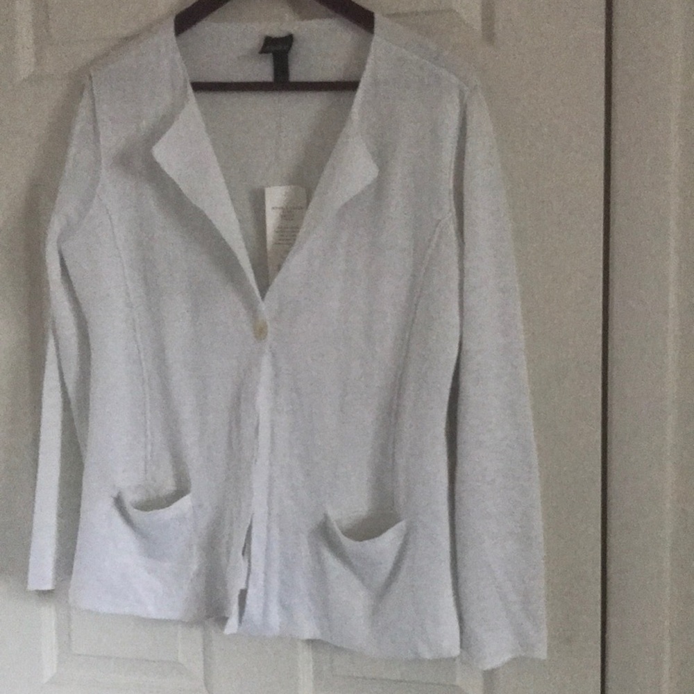 Eileen Fisher white Open Front Cardigan